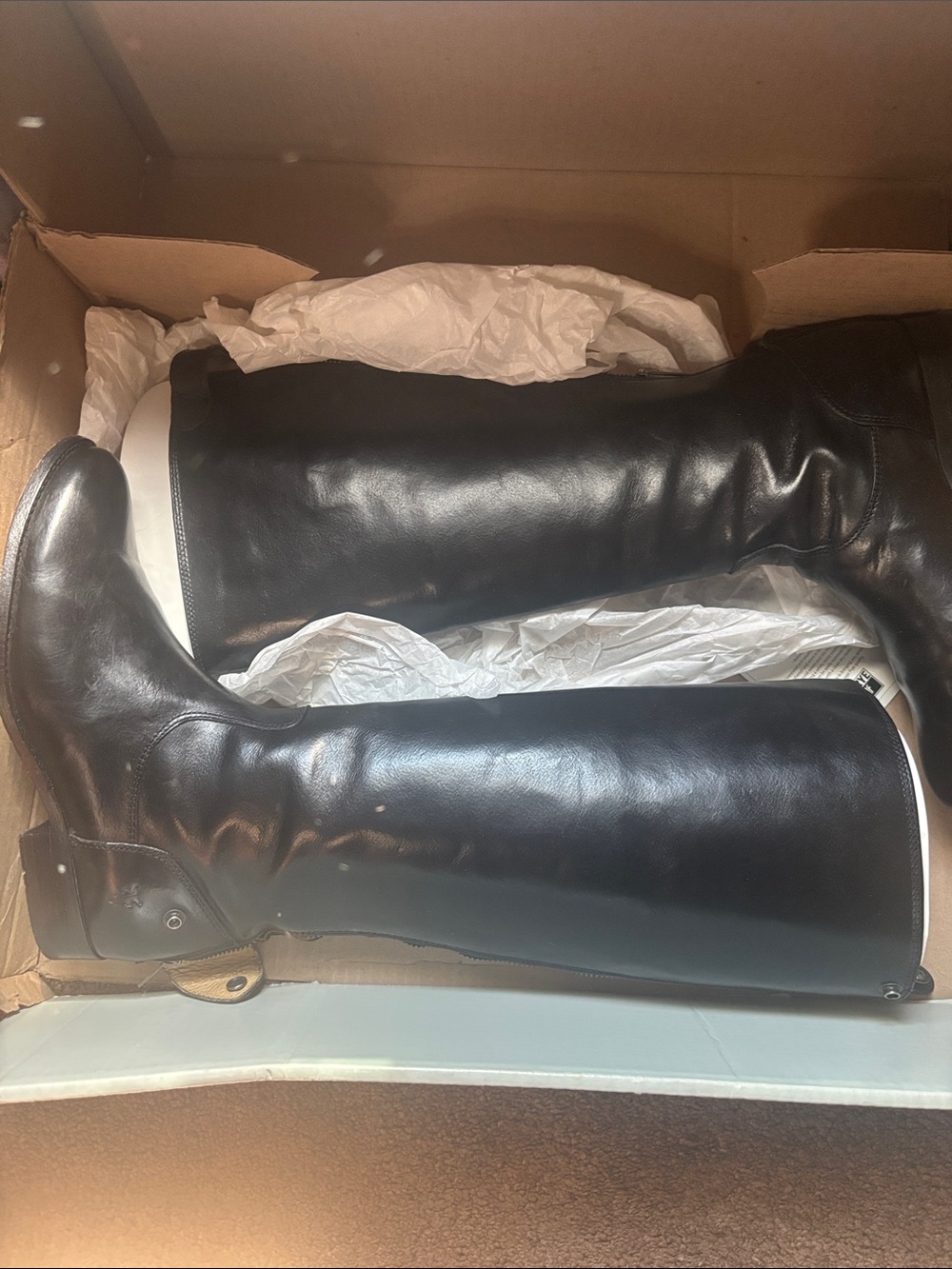 Frye Black Leather Knee-High Riding Boots